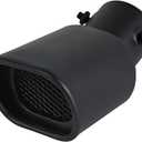 Stainless Steel Car Exhaust Square Tip, 2.5" to 3.7" Universal Car Exhaust Pipe Tail Throat Tail Pipe, Modification Tailpipe Flue Muffler Rear Tip Pipe with Mesh (Curved,Frosted Black)