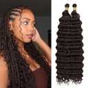 Eerya Long Curly Braiding Hair 20 Inch 2 Packs Deep Ocean Wave Crochet Hair for Black Women Deep Wave Braiding Hair for Boho Braids（20 inch, #4）