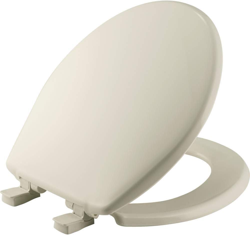 Bemis 730SLEC Slow Close Toilet Seat, Easy Clean Hinges and Durable Plastic Seat, Made in USA, Round, Biscuit