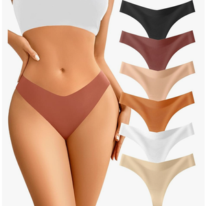 Seamless Thongs - No Show Underwear Pack - Breathable Panties for Women - Colorful 12 Thongs