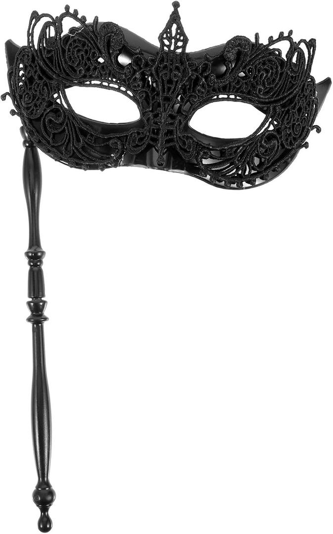 New Masquerade Mask for Women with Stick Shiny Women's Mardi Gras Mask for Costume Accessory