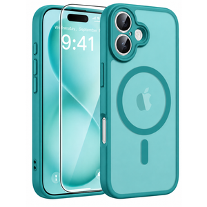 Miracase Magnetic for iPhone 16 Plus Case, [Soft Anti-Scratch Microfiber Lining], Compatible with MagSafe, Liquid Silicone Shockproof Drop Protection Phone Case for 16 Plus, Teal