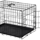 DUMOS 30 Inch Dog Crate, Foldable Puppy Small  Dog Cage Pet Kennel | Single Door Metal Wire, Plastic Leak-Proof Pan Tray, Portable Indoor Outdoor Training Travel, Small