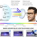 MARE AZZURO Blue Light Blocking Reading Glasses Men Large Square Computer Readers 0 1.00 1.25 1.50 1.75 2.00 2.25 2.50 2.75 3.00 3.50 4.00 5.00 6.00 (Black 2.5)