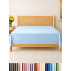 Full Size Flat Sheet - Hotel Quality Top Flat Bed Sheet Only - Ultra-Soft, Breathable & Cooling - Fade & Wrinkle Free - Easy-Care, Stain & Shrink Resistant Bedding - Easy-Fit & Oeko-Tex - Light Blue (19 - Baby Blue) Full Size Flat Sheet - Hotel Quality Top Flat Bed Sheet Only - Ultra-Soft, Breathable & Cooling - Fade & Wrinkle Free - Easy-Care, Stain & Shrink Resistant Bedding - Easy-Fit & Oeko-Tex - Light Blue (19 - Baby Blue)