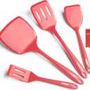 Silicone Spatula Set, 600F Heat Resistant Silicone Spatula Turner Flipper for Cooking, Non Stick and Non Scratch Kitchen Utensils for Eggs & Pancakes, 4 Pack, Red