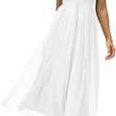 XXTAXN Women's Formal Sexy Mesh Wrap V Neck Sleeveless Spaghetti Strap Adjustable Wedding Guest Long Dress (White)