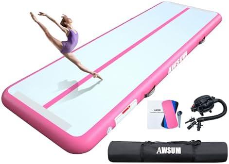 AWSUM Inflatable Air Gymnastics Mat 16ft Training mat 4/8 inches Thick tumbling mat with Electric Pump for Home/Gym/Outdoor AWSUM Inflatable Air Gymnastics Mat 16ft Training mat 4/8 inches Thick tumbling mat with Electric Pump for Home/Gym/Outdoor