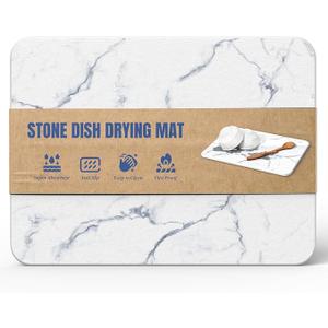 Plentio Quick Dry Stone Drying Mat for Kitchen Counter, WaterAbsorbent Diatomaceous Dish Drying Mats, MultiPurpose Stone Drying Tray for Cups Dishes Bottles