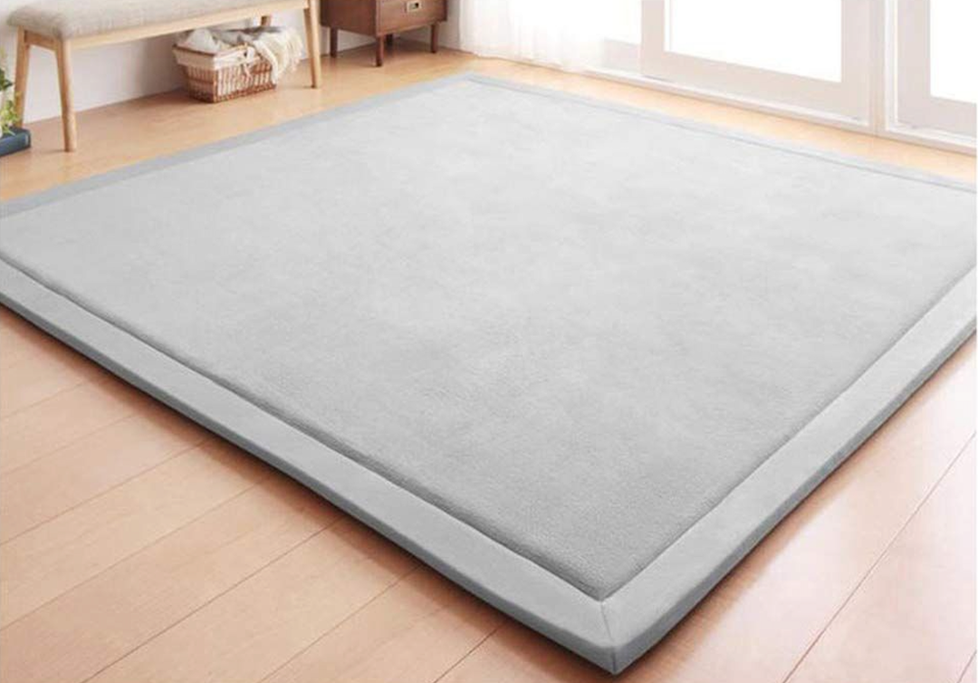 Loartee Coral Velvet Crawling Rugs & Play Mat (6'8"x 6'8", Gray) for Toddler Children & Yoga Exercise (Grey)