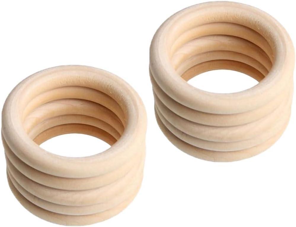 2.2 Inch Width Wooden Rings 10PCS for Macrame, Jewelry Making, and DIY Crafts, Unfinished Smooth Wood Rings, 2/5 Inch Diameter