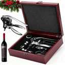 Wine Bottle Opener Corkscrew Gift Set, 8 Pieces Manual Corkscrews Wine Opener with Classic Wooden Box, Stainless Steel Wine Opener kit Wedding Valentines Day Gifts for Wine Lovers (Silver)