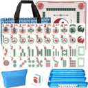 160 Pcs American Mahjong Set, Mahjong Set with Blue Back, 0.59 inches x 1.18 inches