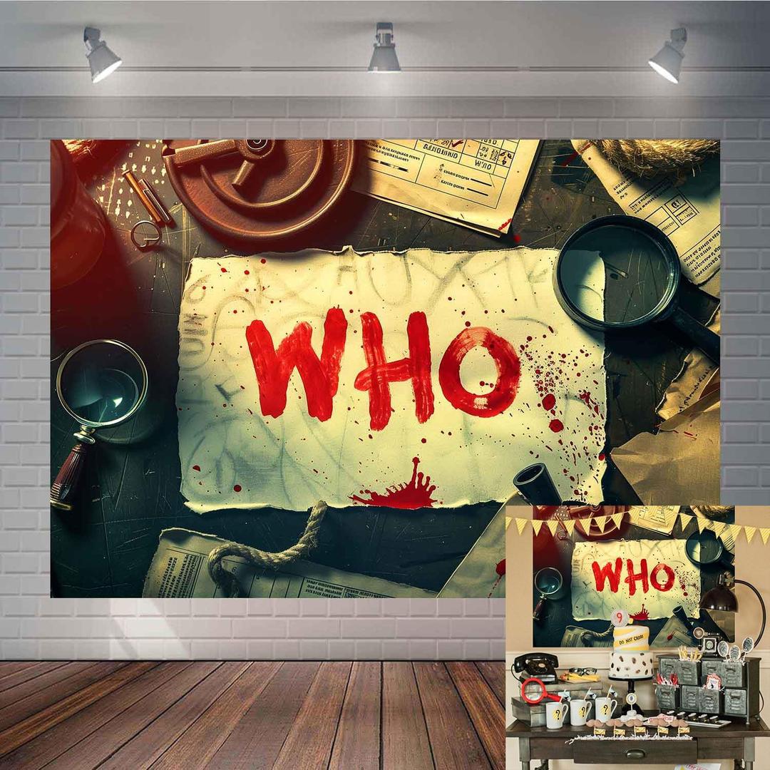 7x5FT Mystery Background Crime Murder Mystery Party Backdrop Girls Boys Kids Birthday Party Halloween Decorations Photo Props