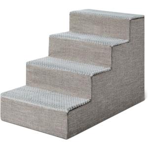 Amazon Basics Dog Steps, 18.7" H, 4-Step Pet Stairs for High Bed Couch and Sofa, Non-Slip Bottom, for Indoor Dogs and Cats, Grey