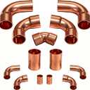 3/8 & 7/8 HVAC Copper Fittings Kit, Lines Set Fitting Kit for AC with Copper Pipe Coupling & Elbow, Air Conditioning Refrigeration Liquid & Suction Lines Tubing Pipes for Central/Split A/C Systems