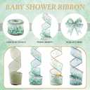 Waydress 4 Rolls Green Oh Baby Theme Ribbon 2.5 Inch Wired Baby Shower Ribbon for Diaper Cake Wreaths Bows Gift Wrapping DIY Crafts Girl Baby Shower Decoration