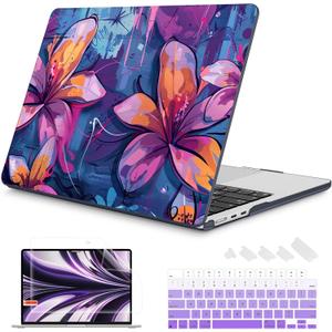 Mektron for 2026/2025/2024/2023 MacBook Air 15 INCH M5 A3448 /M4 A3241 /M3 A3114 /M2 A2941 Case, Printed Plastic Hard Shell Cover with 15.3" Liquid Retina Display Touch ID, Graffiti Flower