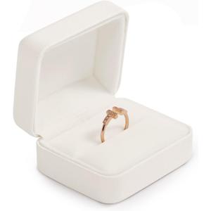 Leather Ring Box Jewelry Gift Box Ring Holder Storage Case for Proposal,Wedding,Mother's Day,Valentine's Day Gift (White)