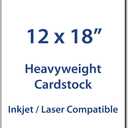 12" x 18" Cardstock Sheets For Inkjet or Laser Printers - Heavy 80lb Cover Matte Finish White - Great for Flyers, Menu's, Posters, Covers (50 Sheets)