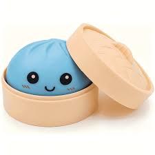 2Pcs Dumpling Squishies Surprise Pack, Slow Rising Stress Ball, Stretchy Fidget Sensory Toy for Anxiety Stress, Cute Squeeze Toy for Adults Teens (Blue+Pink)