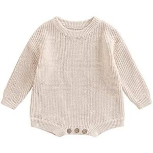FYBITBO Baby Girl Boy Sweater Knit Oversized Pullover Sweatshirt Romper Onesie Warm Fall Winter Clothes Outfit Newborn size 59