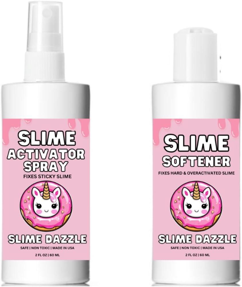 Slime Dazzle Slime Care Kit - 2 Pack Set, 2x2 Fl Oz - Activator Spray & Slime Softener, Pink, Non-Sticky, Unisex, Kids & Teens