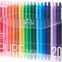 Kaco PURE Gel Pens 20 Pieces 0.7mm Assorted Color Ink Aesthetic Journaling Pens Cute, Retractable, Soft Touch Barrel, Quick Drying (1 Count (Pack of 20))