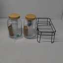 2 Pack 1 Gallon Glass Drink Dispenser with Bamboo Lids, Beverage Dispenser with Stand, Drink Machine for Lemonade, Iced Drinks Kombucha Dispenser for Parties