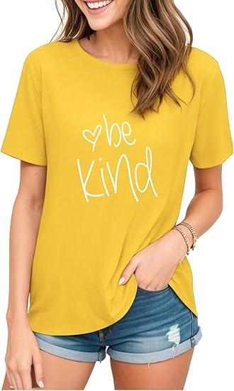 Be Kind T Shirts Women Cute Graphic Blessed Shirt Funny Inspirational Teacher Fall Tees Tops, L