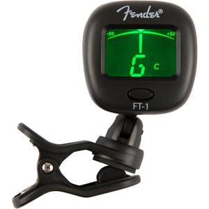 Fender FT-1 Professional Guitar Tuner Clip On, Stocking Stuffers, Full-Range Chromatic Guitar Tuner with Dual-Rotating Hinges, A4 Calibration (Black)