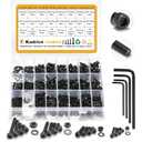 Kadrick M2 M3 M4 M5 Screws Nuts and Washers Assortment, Grade 12.9 Alloy Steel, Hex Socket Head Cap Metric Bolts and Nuts Kit, Black Zinc Palted,Anti Rust Upgrade (1230Pcs M2-M5 4mm-20mm)