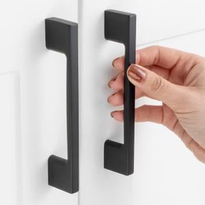3-3/4 Inch Hole Centers, Black Wide Foot Kitchen Cabinet Pull Handle ZP2205 | Pack of 10, Solid Hardware for Drawer, Dresser, Bathroom, Vanity, Furniture Door, Cupboard, Bedroom, 3.8"