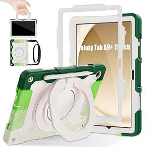 ROISKIN Case for Galaxy Tab A9 Plus 5G/ A9+ 11 Inch with HD Screen Protector & Shoulder Strap, Heavy Duty Military Case for Samsung Galaxy A9 Plus SM-X210/ X216/ X218 - Rotating Stand for Kids