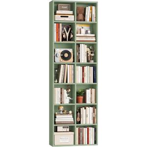 FOTOSOK Bookshelf Bookcase 7-Tier Narrow Bookshelf Tall CD Media Tower Rack, 19.6" W x 9.26" D x 70.9" H