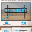 HOME VISION Heavy Duty TV Wall Mount for Large TVs 65-150 Inch, 3-Stud Secure on 16"-24" Centers, Fits 12" to 48" Wood Studs, Fixed Low-Profile Flush Slim TV Bracket, Max VESA 1200x600, Holds 364 LBS