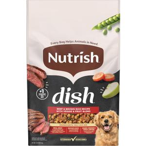 Nutrish Rachael Ray Dish Dry Dog Food Beef & Brown Rice Recipe with Veggie & Fruit Blend, 23 lb. Bag (EXP 11/29/35)