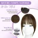 Yorda Bangs Hair Clip 100% Human Hair Clip in Bangs Fringe with Temples Wispy/French Bangs for Women Natural Looking for Daily Use (French Bangs, Medium Brown)