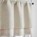 jinchan Valance Curtain Beige Hearthered Farmhouse Light Filtering Double Layer Window Treatment for Living Room Dining Bedroom Kitchen Rod Pocket 18 Inch