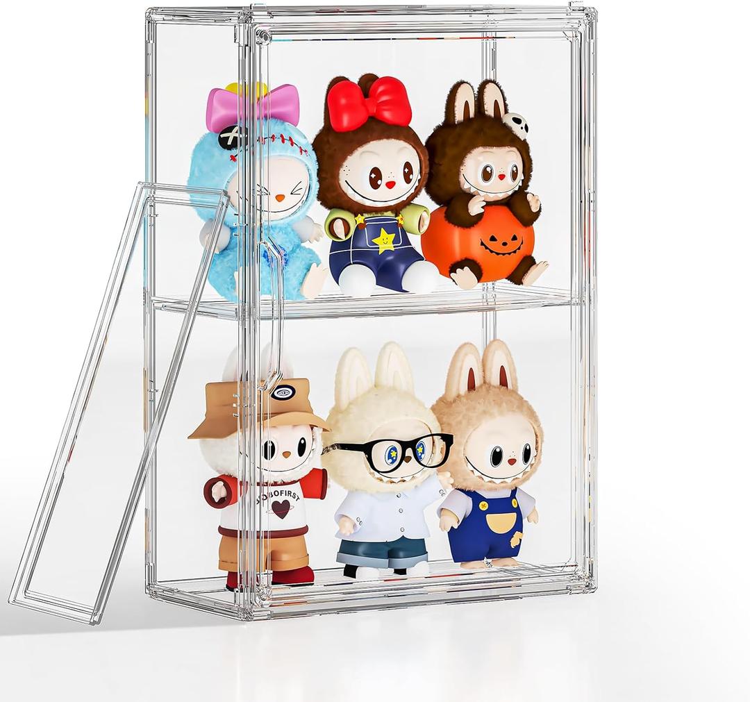 Clear Display Case for Collectibles Acrylic Figurine Figure Display Shelf Case Wall Mounted Blind Box Hobby Display Case Acrylic box with Shelves for Funko Pop, Popmart, 1 Pack
