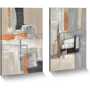 ArtSquare Modern Abstract Canvas Wall Art: 2 Pieces Hand Painted Textured Painting Colorful Minimalist Artwork for Bedroom, 24”x16”x2