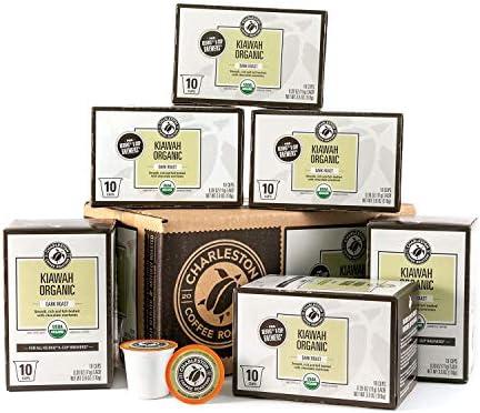 Charleston Coffee Kiawah Organic Roasters | Specialty Organic, Single Serve Cups | Hand Picked, Premium Slow Roast Beans | Kiawah (10 count)