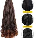 French Curl Braiding Hair 24 Inch Curly Braiding Hair Pre Stretched 8 Packs French Curl Crochet Braids for Box Braids with Curly Ends for Black Women (T30)