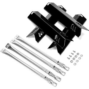 Uniflasy Grill Replacement Parts for Dyna-Glo DGF493BNP DGB494SPB DGB495SDP DGB495SDP-D, Backyard BY14-101-001-02 GBC1460W GBC1461W, Stainless Steel Burner Tube, Porcelain Steel Heat Plate, 4 Pack