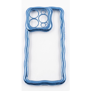for iPhone 15 Pro Max Case, Cute Stylish Glossy Bubble Wave Design, Silicone Women Girl Glitter Curly Wavy Aesthetic Protective Cover for iPhone 15 Pro Max Phone Case, Shiny Blue