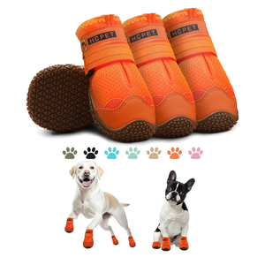 Hcpet Dog Shoes for Large Dogs, Breathable Dog Booties for Small Medium Dogs, Anti-Slip Dog Boots & Paw Protectors for Hot Pavement Winter Snow Hiking with Reflective Straps Orange Size 1