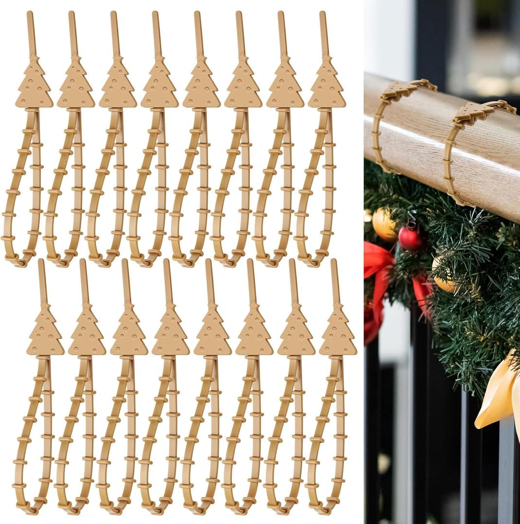 Soulchen 16 Pcs 11.8 Inch Christmas Garland Ties for Banister Christmas Decorative Reusable Flexible Twist Ties for Garland Staircase Home Decoration Holiday Craft Wrapping