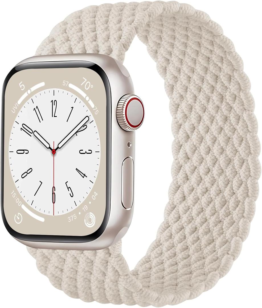 Zedoli Braided Solo Loop Bands Compatible with Apple Watch Band 38mm 40mm 41mm 42mm 44mm 45mm 46mm 49mm Women Men, Stretchy Nylon Sport Elastic Strap for iWatch Series 11 10 9 8 7 6 5 4 3 2 1 SE Ultra (Starlight)