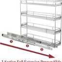 OCG 4-Tier Pull Out Kitchen Cabinet Spice Rack Holder Shelves (5" W x 21" D), Slide Out Slim Storage Wire Baskets for Storage Organization, Narrow Pull Out Storage for Narrow Space