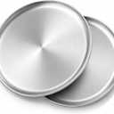 P&P CHEF 15.75 In Stainless Steel Pizza Pan, Set of 2, For Baking & Serving | Round Pizza Plate for Oven, Non Toxic & Heavy Duty, Sloped Design & Thick Rim, Large Size for Pizza Salad Pie Cake, Silver